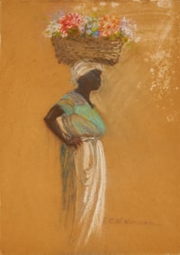 Elizabeth O'Neill Verner Pastel Drawing, Standing Charleston SC Flower Seller