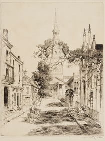 Alfred Hutty Signed Etching, Charleston Spires, 1930