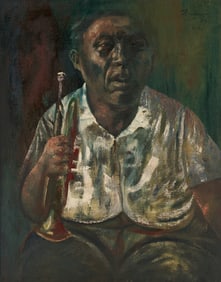 Noel Rockmore O/C Painting, Preservation Hall Trumpet Player