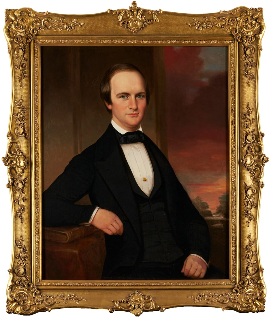 William B. Cooper Portrait of TN Sen. Henry Cooper: William Browning Cooper (Tennessee, 1811-1900), three-quarter length oil on canvas portrait depicting Tennessee senator Henry Cooper (1827-1884). The painting, probably made about the time o