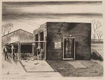 Carroll Cloar Signed Lithograph, C/O The Marked Tree Jail, 1941