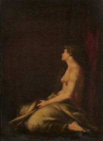 Robert Loftin Newman O/C Painting, Kneeling Nude