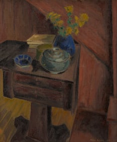 Meyer Wolfe Oil Still Life, Flowers on a Table