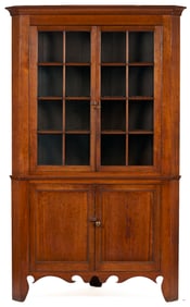 East Tennessee 2-Piece 16-Pane Corner Cupboard, c. 1820