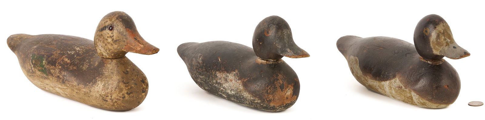 3 Mason Factory Duck Decoys, Bluebills & Mallard Hen, Standard Grade Incl. Glass-Eye (1 of 16)