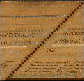 East Tennessee Sampler, 1838, Sarah E. Warren