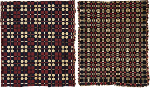 2 Southern Red, White & Blue Wool Coverlets