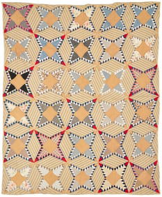 19th C. Southern Pine Burr Pattern Quilt w/ Provenance