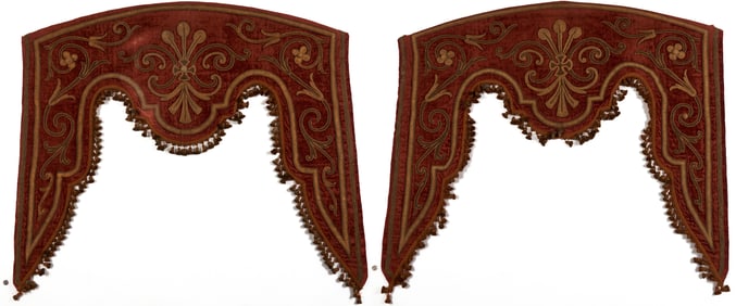 Pr. Metallic Embroidered Velvet Drapery Valances