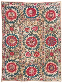 Uzbek Suzani Embroidered Textile, 8ft x 5ft