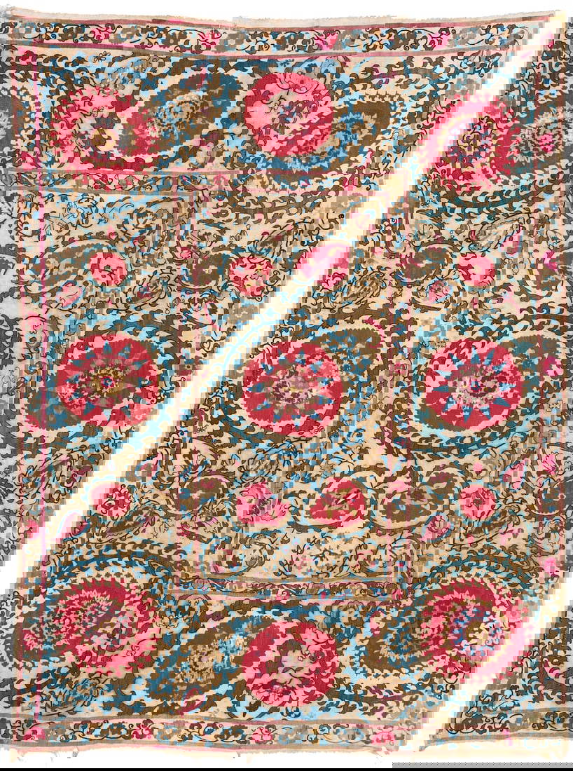 Uzbek Suzani Embroidered Textile, 8ft x 5ft