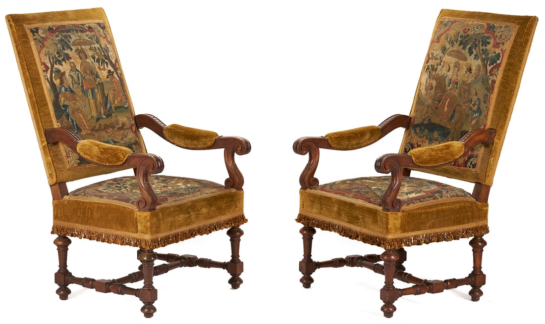 Pr. Needlework Upholstered Baroque Style Armchairs (1 of 20)