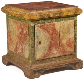 Italian Faux Marble Painted Pedestal Cabinet