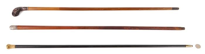 Three Walking Sticks or Canes, 19th C.