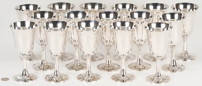 Set of 16 Wallace Sterling Silver Goblets