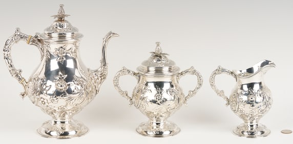 3 Pc A.G. Schulz & Co Sterling Repousse Tea Set