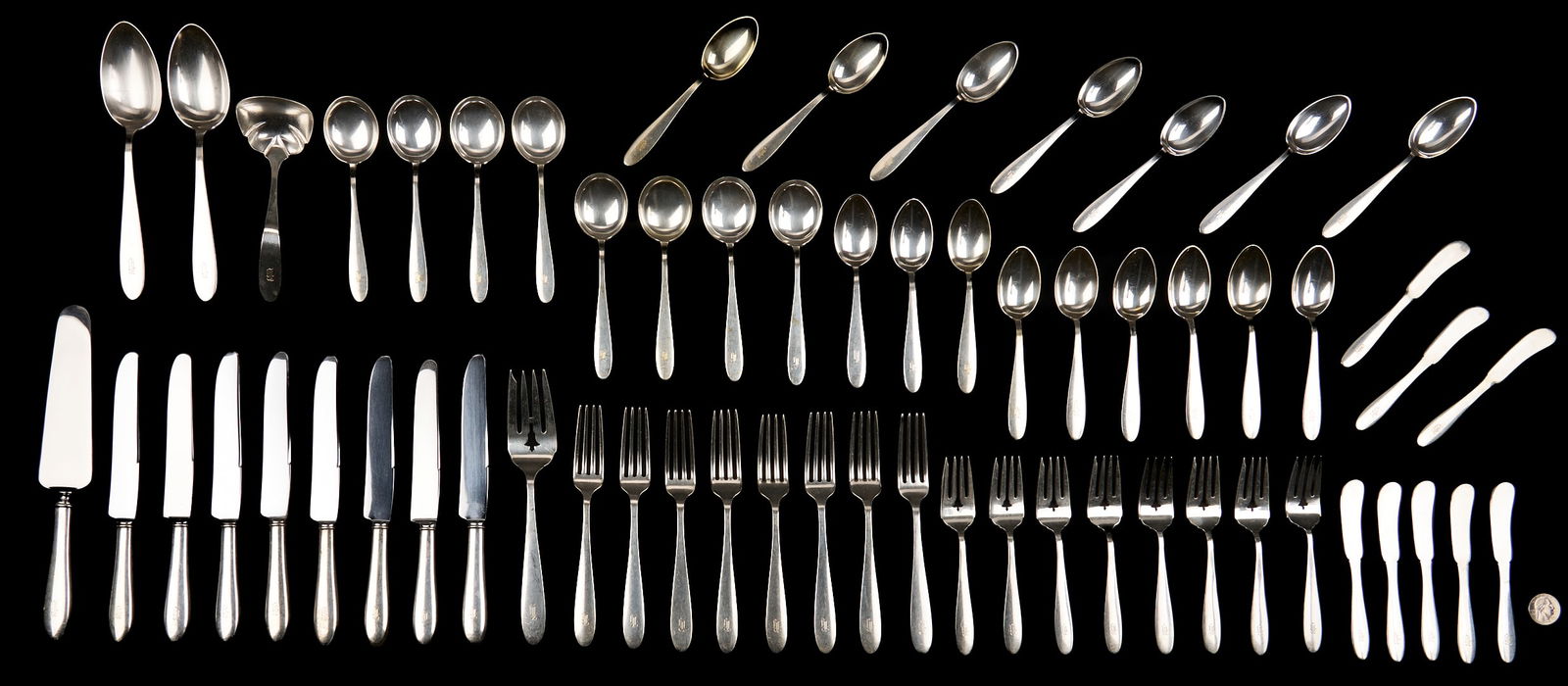 61 pcs Manchester Sterling Flatware, Puritan Pattern (1 of 11)
