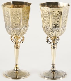 2 Sterling Goblets, 17th C. Copleston Cup Replicas