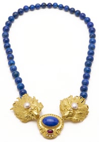 18K Gold & Lapis Necklace