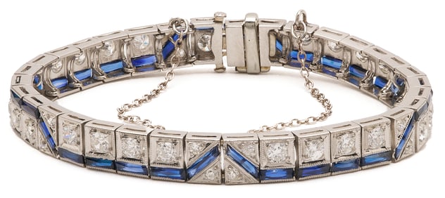 Platinum, Diamond, & Sapphire Art Deco Bracelet