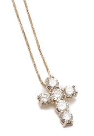 14K Gold Wheat Chain & Diamond Cross