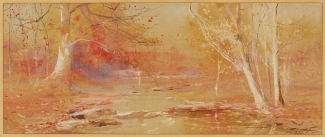 Lloyd Branson East Tennessee Fall Landscape W/C Painting Plus Book