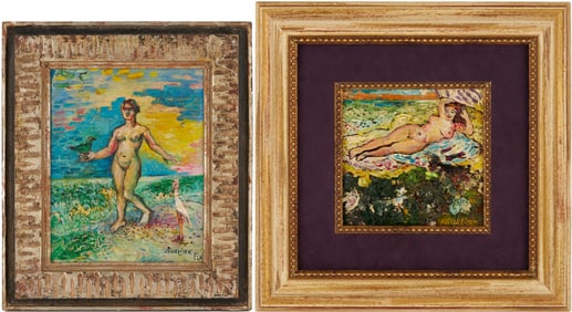 2 David Burliuk Oil Paintings, Nudes by the Sea Incl. Florida