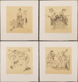 4 Signed Norman Rockwell Lithographs, Four Seasons Portfolio