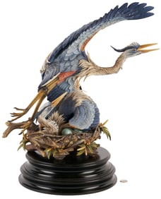 Hutschenreuther Heron Porcelain Sculpture,  'The Challenge'