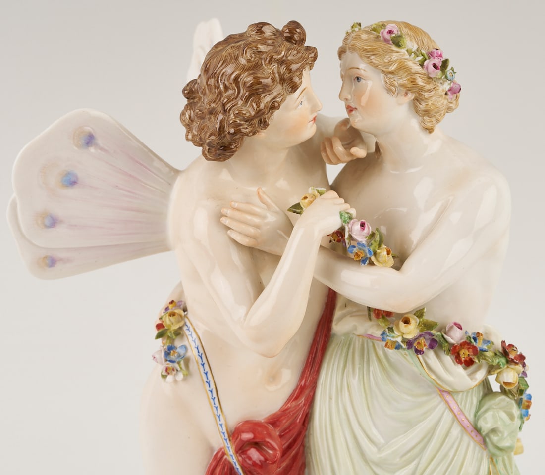 Meissen Porcelain Figurine, Eros and Psyche, plus Lamp - 3
