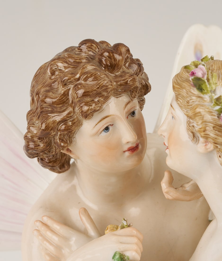 Meissen Porcelain Figurine, Eros and Psyche, plus Lamp - 7