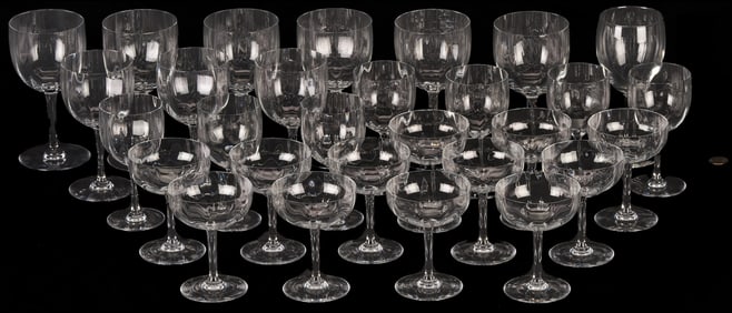 29 Pcs. Baccarat Stemware, Montaigne Optic Pattern