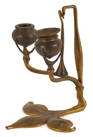 Tiffany Bronze Fleur di Lis Candlestick