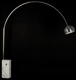 Italian Castiglioni Arco Floor Lamp w/ Marble Base, Mid-Century