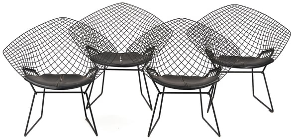 Four Knoll Mid Century Bertoia Diamond Chairs