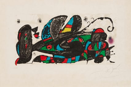 Joan Miro Signed 1974 Lithograph, Escultor Iran (plus poster)