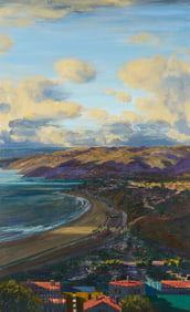 Large Larry Cohen O/C California Landscape Painting, View of the Bay, Pacific Palisades