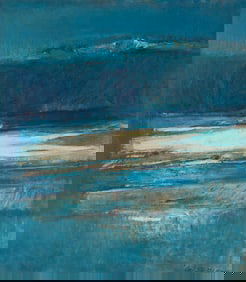 Large Carl Sublett O/C Painting, Beach II, 1961