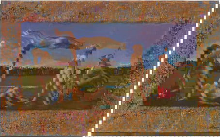 Greg Decker O/B, Surrealist Landscape with Nude Figures