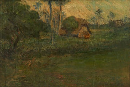 Theodore Wores O/C Samoan Landscape Painting, c. 1901
