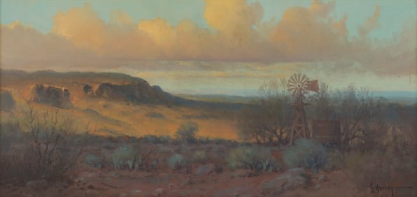 G. Harvey Western Landscape Oil on Canvas Painting