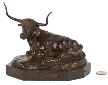Harry A. Jackson After Charles Russell, Texas Longhorn Bronze Sculpture