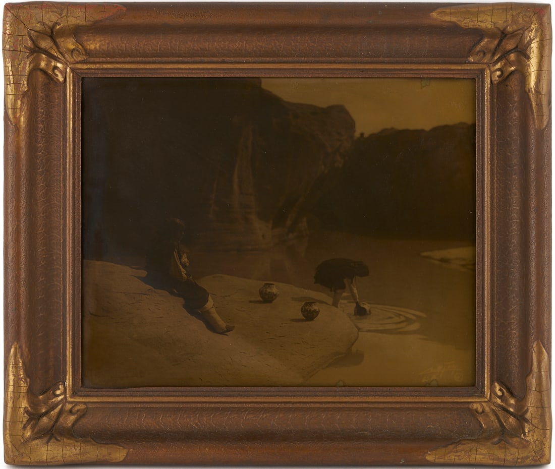 Edward Curtis Orotone Photograph, At The Old Well of Acoma (1 of 9)