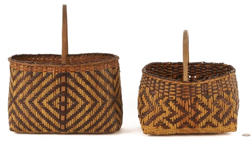 2 Native American Cherokee Rivercane Baskets