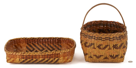 2 Native American Cherokee Rivercane Baskets