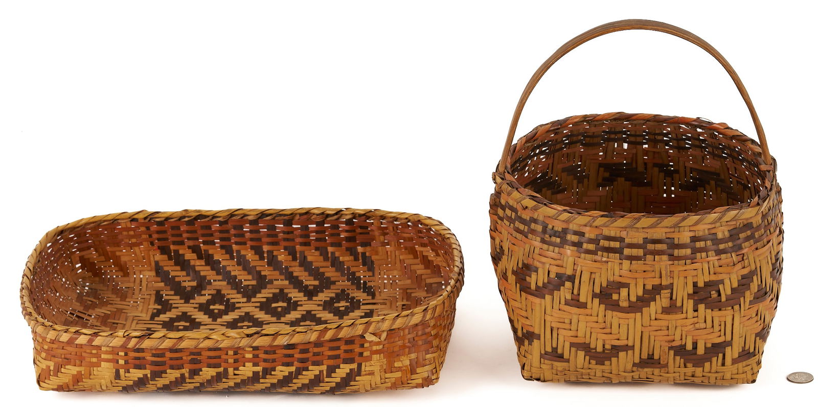 2 Native American Cherokee Rivercane Baskets - 2