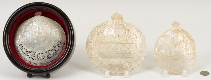 3 Bethlehem Mother of Pearl Carvings incl. Nativity, Last Supper