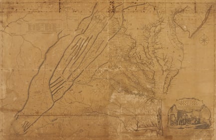 1775 Map of Virginia, Fry and Jefferson, ex-John Tyler