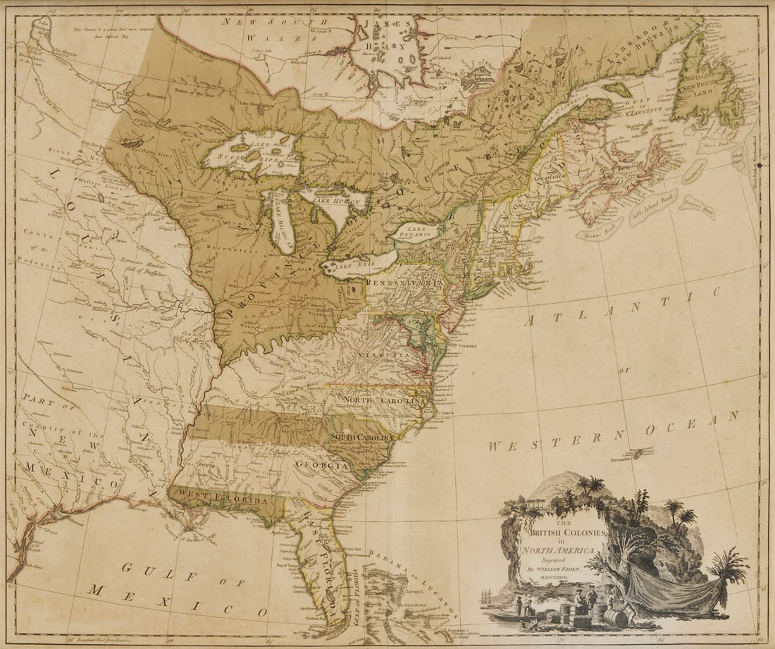 1777 Map: Wm. Faden, British Colonies in N. America, ex. John Tyler (1 of 17)