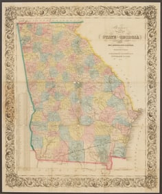1855 Georgia Pocket Map, W. G. Bonner